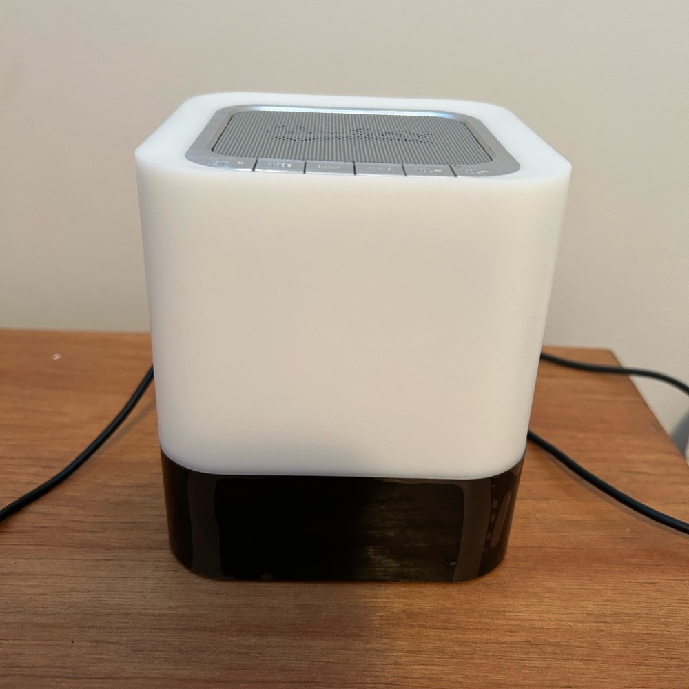 Portable Cube Bluetooth Speaker with LED Light and clock - White and Black